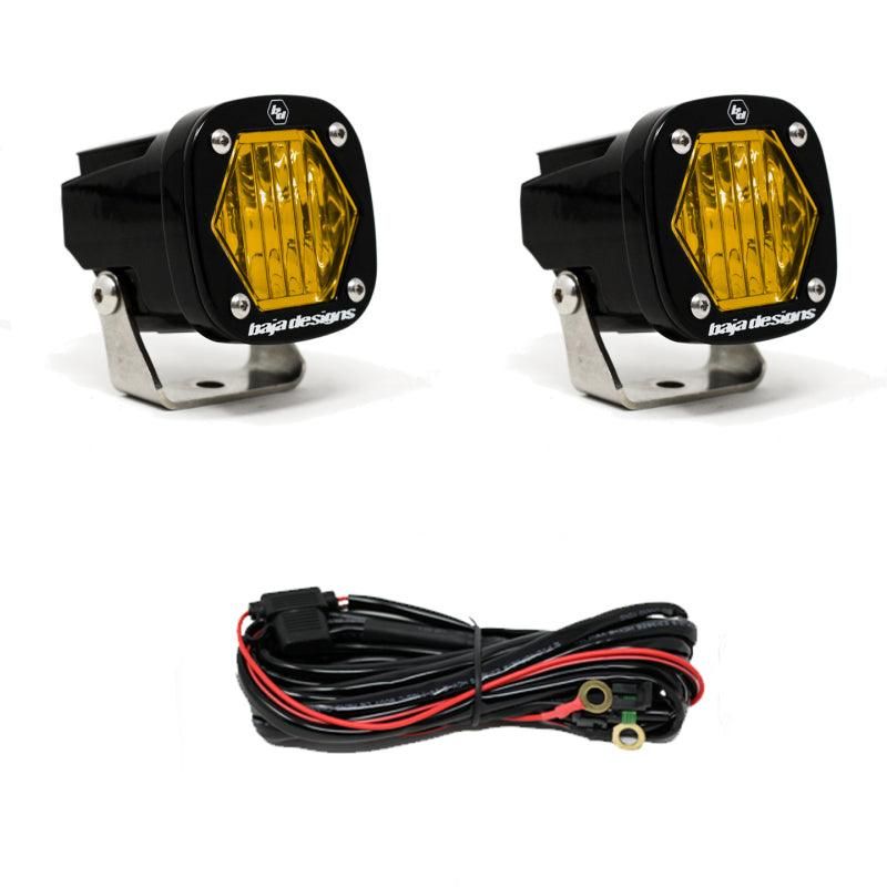 Baja Designs S1 Amber Wide Cornering LED Light w/ Mounting Bracket Pair-tuningsupply.com