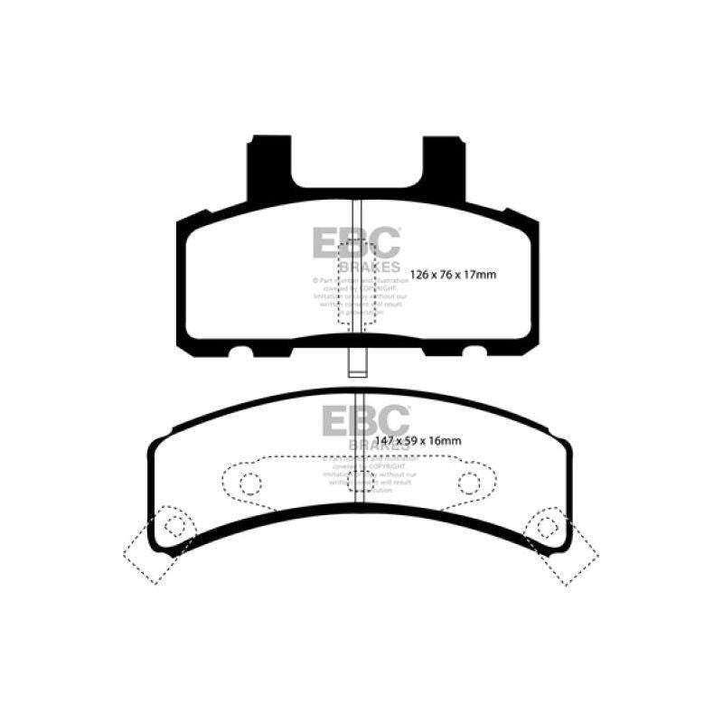 EBC 97-99 Cadillac Deville 4.6 (Rear Drums) Yellowstuff Front Brake Pads-tuningsupply.com