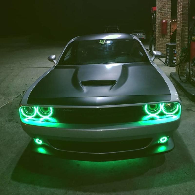 Oracle 15-21 Dodge Challenger Waterproof LED Fog Light Halo Kit - ColorSHIFT SEE WARRANTY-tuningsupply.com