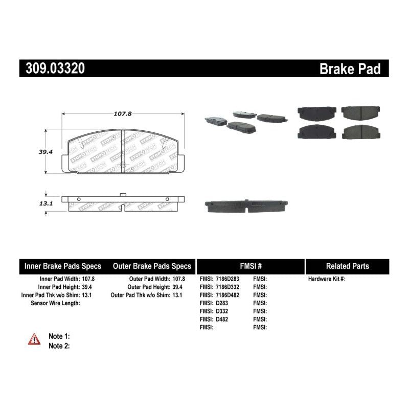 StopTech Performance 89-95 Mazda RX7 / 03-05 Mazda 6 Rear Brake Pads-Brake Pads - Performance-Stoptech-STO309.03320-SMINKpower Performance Parts