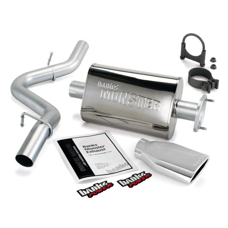 Banks Power 04-06 Jeep 4.0L Wrangler Unlimited Monster Exhaust Sys - SS Single Exhaust w/ Chrome Tip-tuningsupply.com