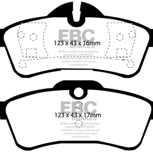 EBC 04-06 Mini Hardtop 1.6 Redstuff Rear Brake Pads-tuningsupply.com