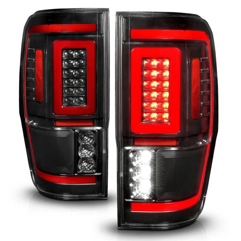 ANZO 19-22 Ford Ranger Full LED Taillights w/ Lightbar Sequential Signal Black Housing/Clear Lens-tuningsupply.com