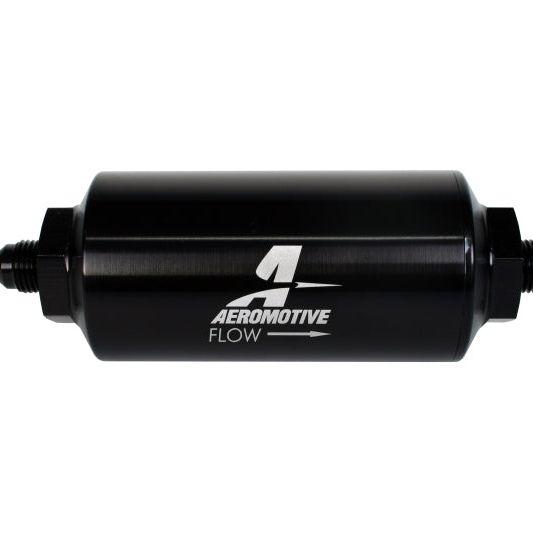 Aeromotive In-Line Filter - (AN-6 Male) 10 Micron Microglass Element Bright Dip Black Finish-tuningsupply.com