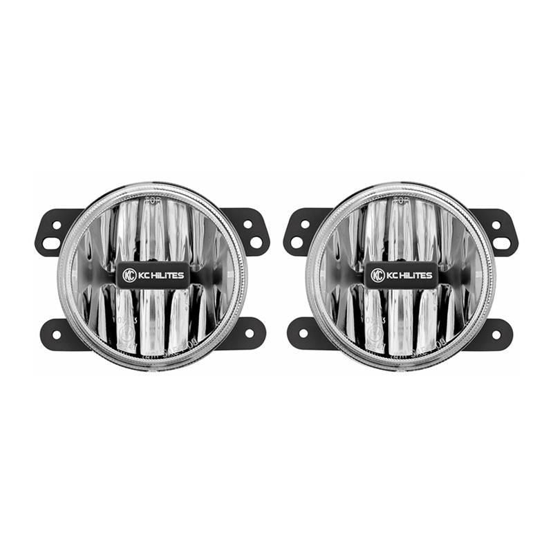 KC HiLiTES 10-18 Jeep JK 4in. Gravity G4 LED Light 10w SAE/ECE Clear Fog Beam (Pair Pack System)-tuningsupply.com