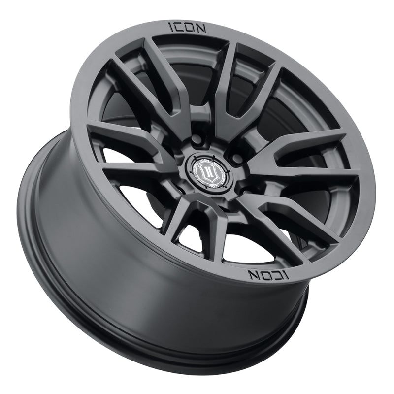 ICON Vector 6 17x8.5 6x5.5 25mm Offset 5.75in BS 95.1mm Bore Satin Black Wheel-tuningsupply.com