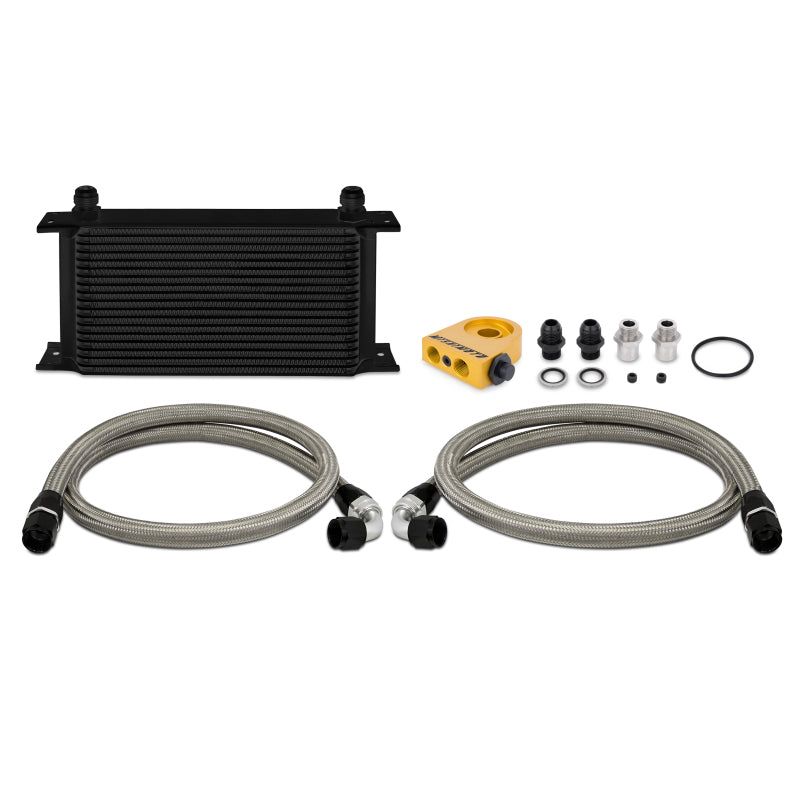 Mishimoto Universal 19 RowThermostatic Oil Cooler Kit - Black-tuningsupply.com