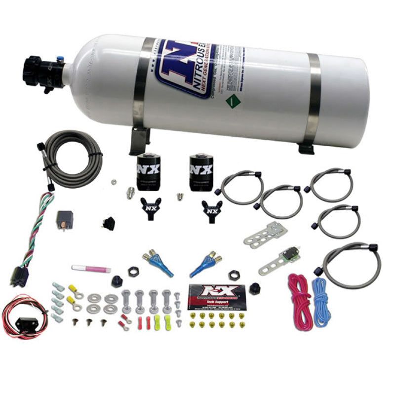 Nitrous Express 03-18 Nissan 350Z/370Z Dual Nozzle (35-150HP) w/15lb Bottle-Nitrous Systems-Nitrous Express-NEX20716-15-SMINKpower Performance Parts