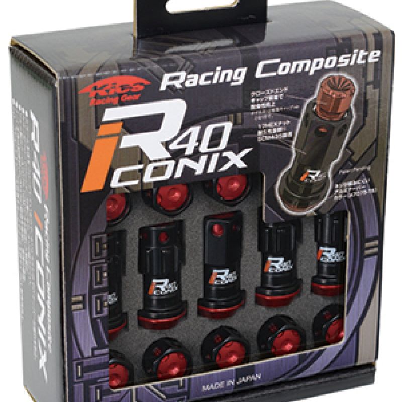 Project Kics 12X1.25 Black R40 Iconix Lug Nuts - 16+4 (Red Cap)-tuningsupply.com