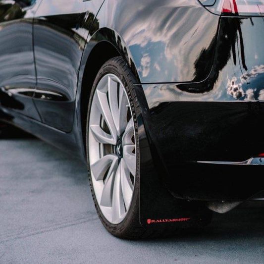 Rally Armor 17-22 Tesla Model 3 Black UR Mud Flap w/ Dark Grey Logo-Mud Flaps-Rally Armor-RALMF62-UR-BLK/DGRY-SMINKpower Performance Parts