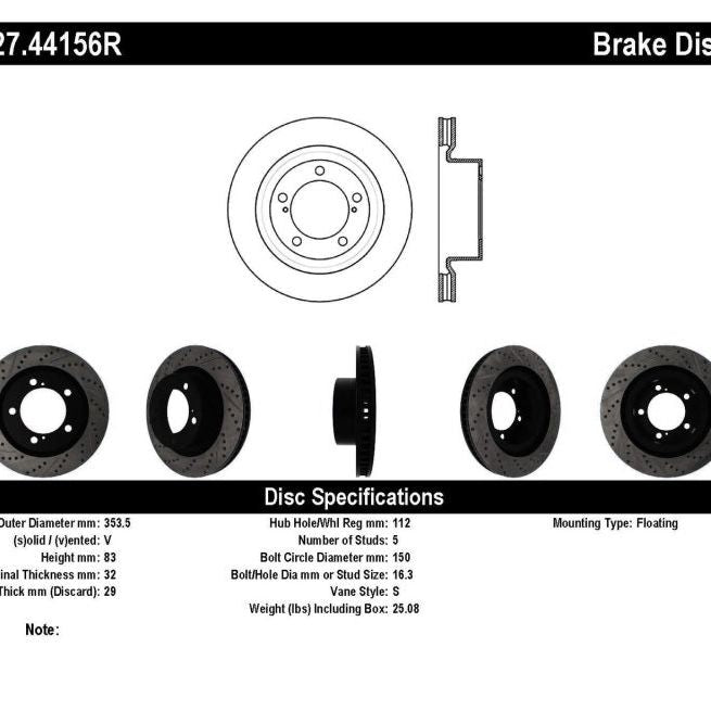 StopTech 07-09 Toyota Tundra / 08-09 Toyota Sequoia Front Right Slotted & Drilled Rotor-Brake Rotors - Slot & Drilled-Stoptech-STO127.44156R-SMINKpower Performance Parts