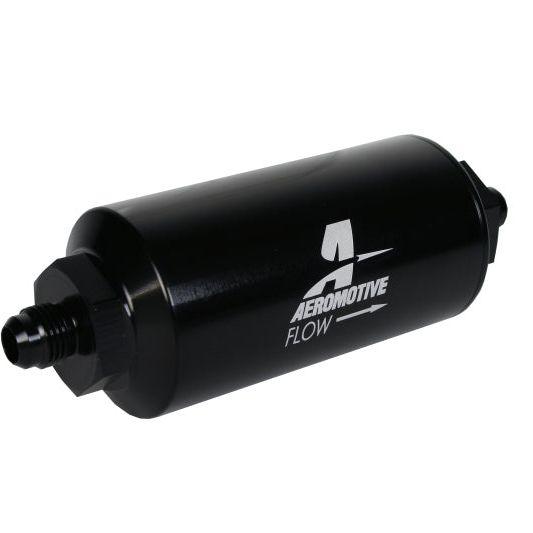 Aeromotive In-Line Filter - (AN-6 Male) 10 Micron Fabric Element Bright Dip Black Finish-tuningsupply.com