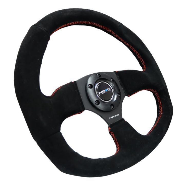 NRG Reinforced Steering Wheel (320mm Horizontal / 330mm Vertical) Suede w/Red Stitch-Steering Wheels-NRG-NRGRST-009S-RS-SMINKpower Performance Parts