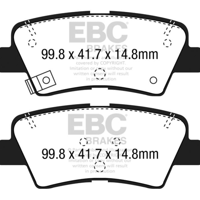 EBC 12+ Hyundai Elantra GT 2 Yellowstuff Rear Brake Pads-tuningsupply.com