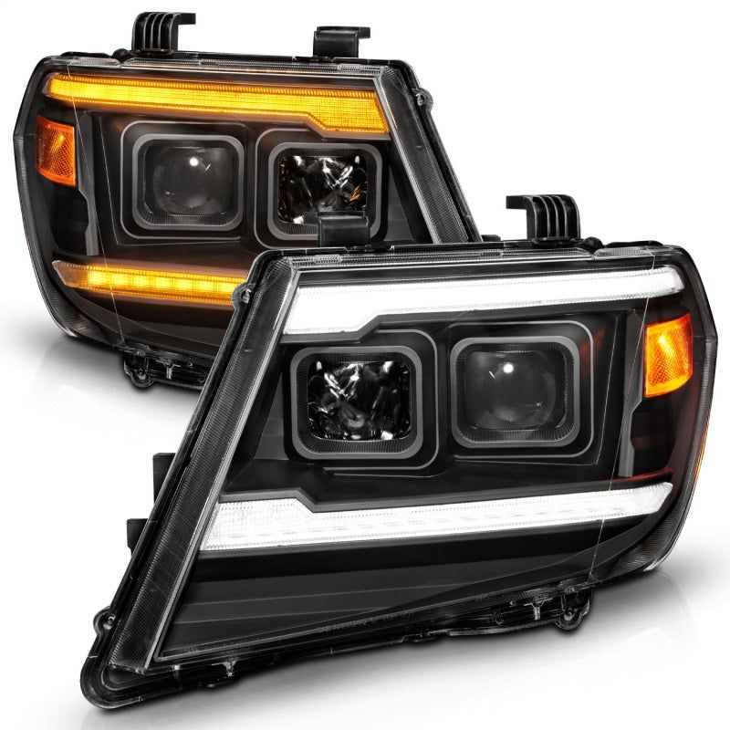 ANZO 09-20 Nissan Frontier Black Projector Plank Style DRL w/ Switchback & Sequential LED DRL-tuningsupply.com