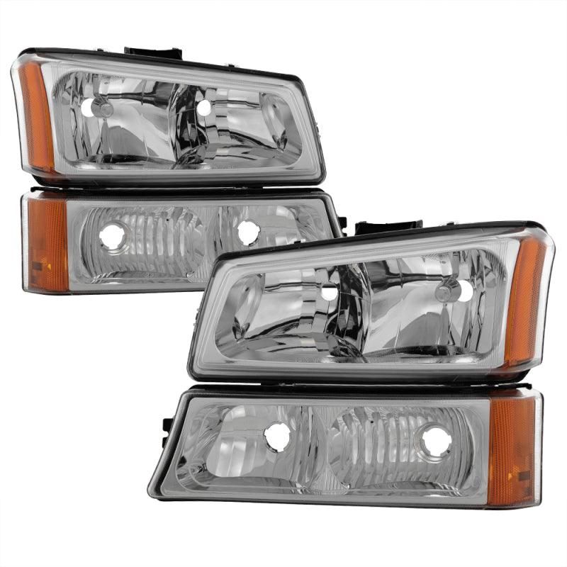 Xtune Chevy Silverado 2500HD 03-06 Crystal Headlights w/ Bumper Lights Chrome HD-JH-CSIL03-AM-C-SET - SMINKpower Performance Parts SPY5064912 SPYDER