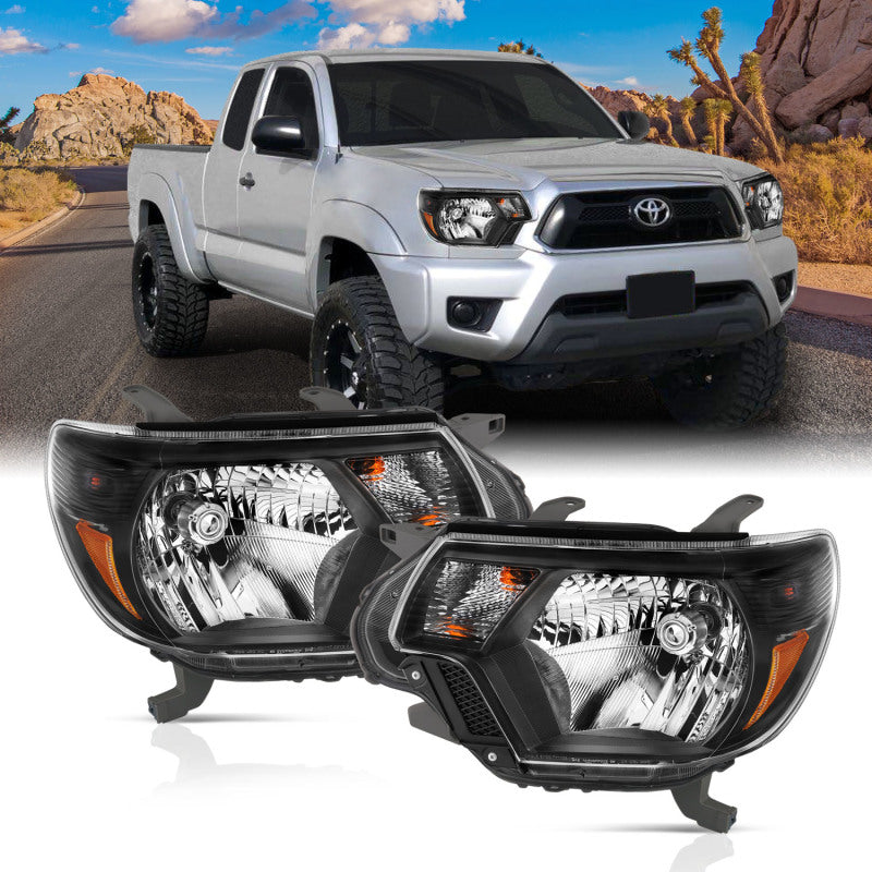 ANZO 2012-2015 Toyota Tacoma Crystal Headlights Black-tuningsupply.com