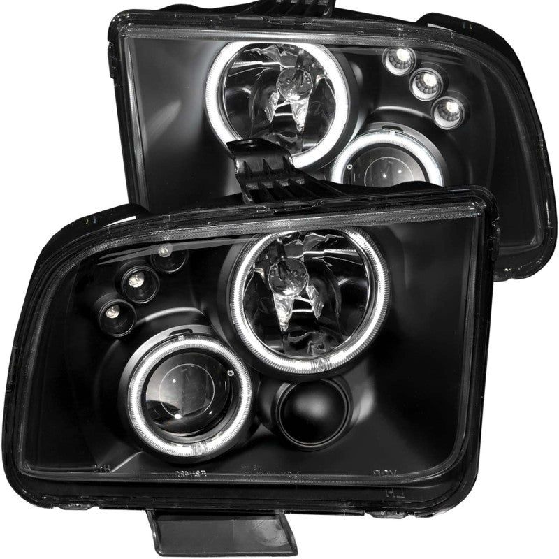 ANZO 2005-2009 Ford Mustang Projector Headlights w/ Halo Black-tuningsupply.com