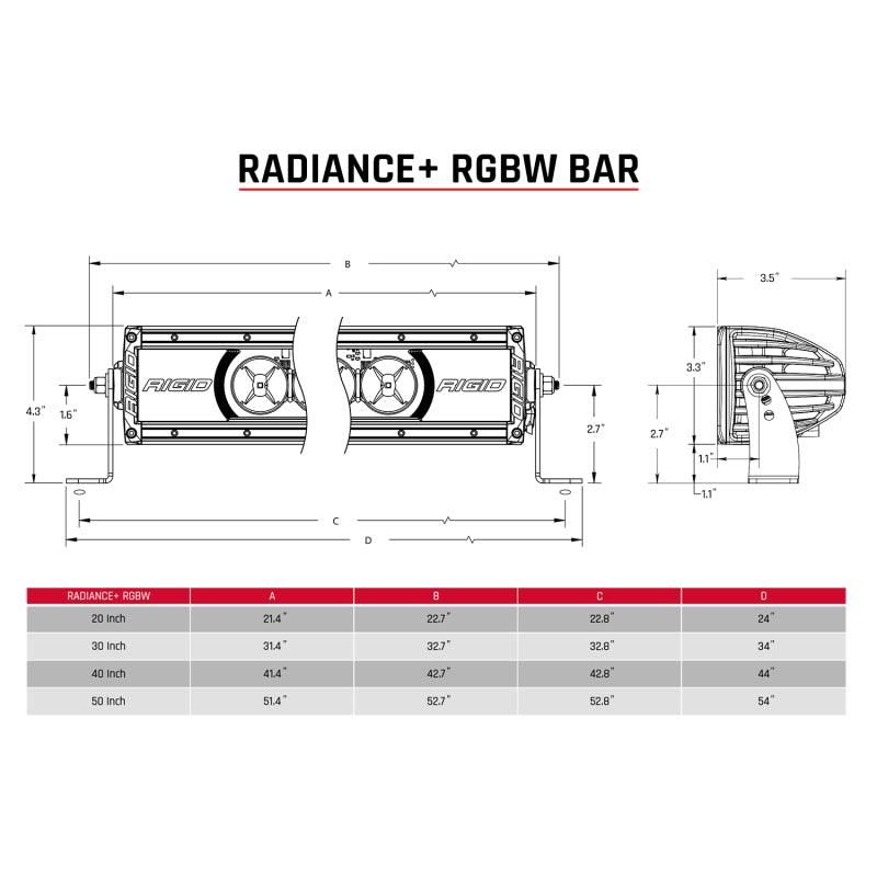 Rigid Industries Radiance+ 20in. RGBW Light Bar - SMINKpower Performance Parts RIG220053 Rigid Industries