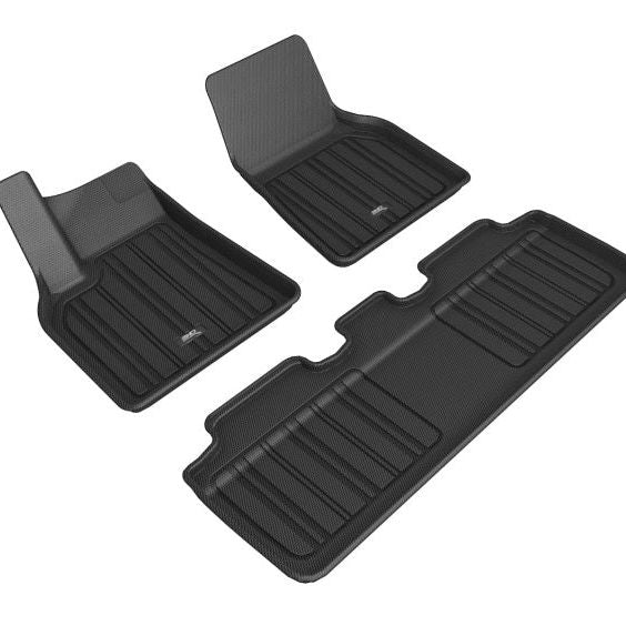 3D MAXpider 2020-2021 Tesla Model Y Elitect 1st & 2nd Row Floormats - Black-tuningsupply.com