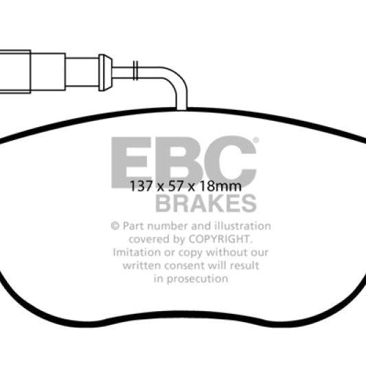 EBC 12+ Fiat 500 1.4 Turbo Abarth Redstuff Front Brake Pads-tuningsupply.com