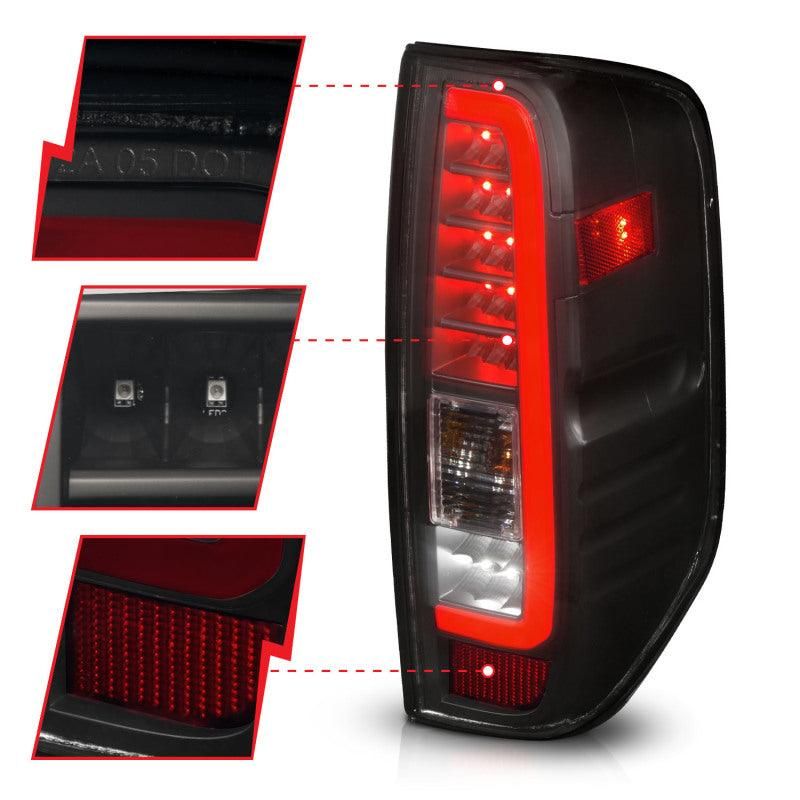 ANZO 2005-2021 Nissan Frontier LED Taillights Black Housing/Smoke Lens-tuningsupply.com