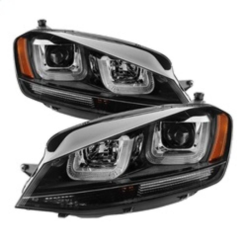 Spyder Volkswagen Golf VII 14-16 Projector Headlights DRL LED Blk Stripe Blk PRO-YD-VG15-BLK-DRL-BK - SMINKpower Performance Parts SPY5080578 SPYDER