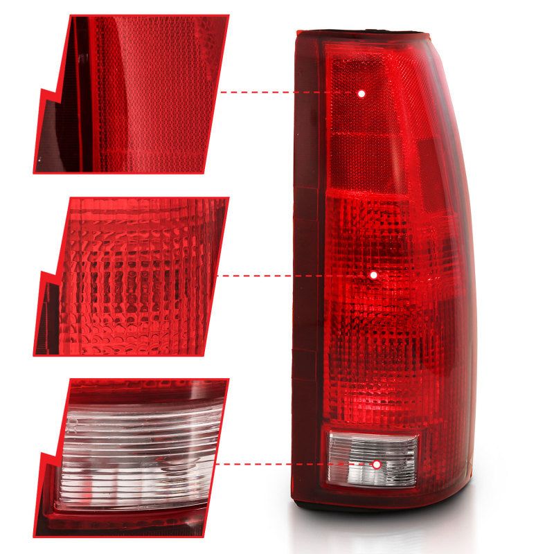 ANZO 1988-1999 Chevy C1500 Taillight Red/Clear Lens w/ Circuit Board(OE Replacement)-tuningsupply.com