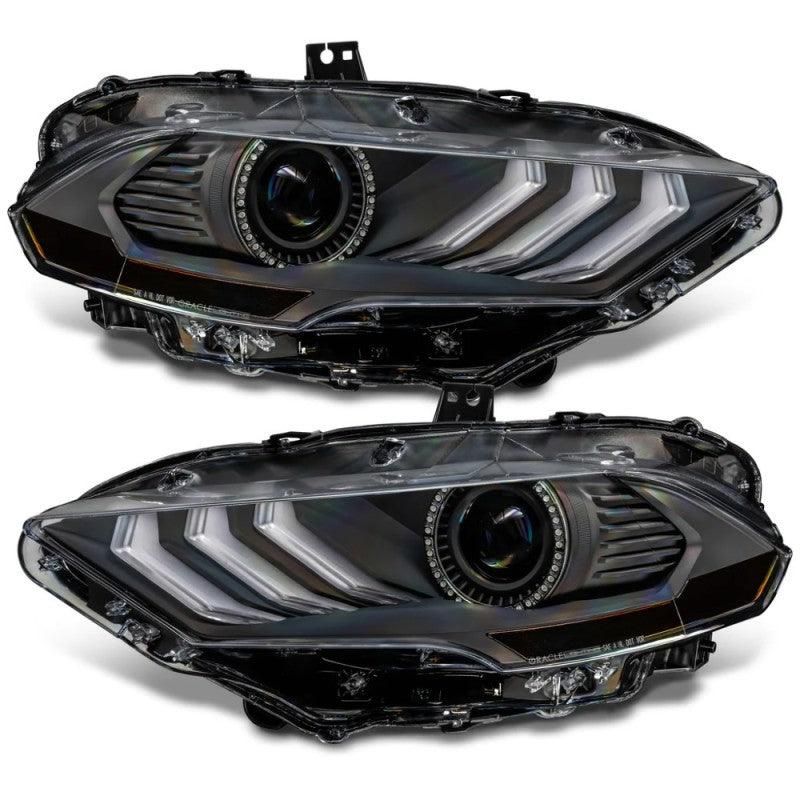 Oracle Lighting 18-23 Ford Mustang Dynamic ColorSHIFT LED Headlights - Black Series SEE WARRANTY-tuningsupply.com