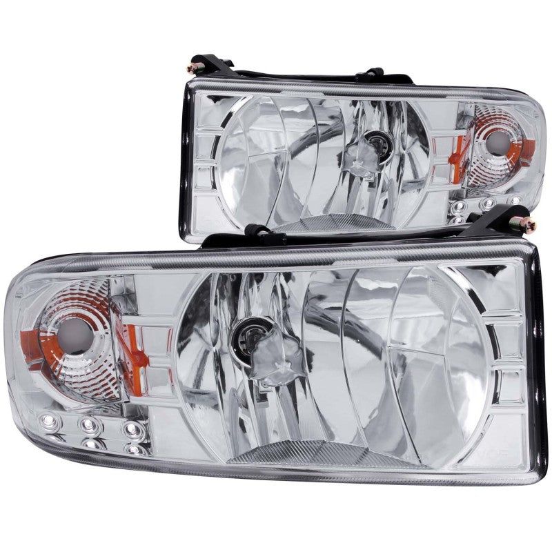 ANZO 1994-2001 Dodge Ram Crystal Headlights Chrome w/ LED-tuningsupply.com