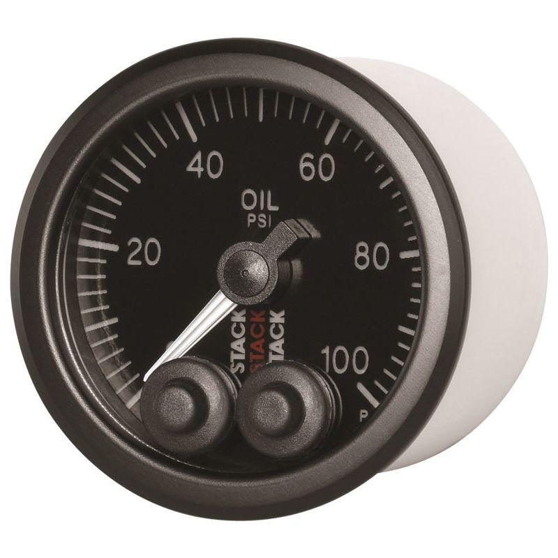 Autometer Stack Instruments Pro Control 52mm 0-100 PSI Oil Pressure Gauge - Black (1/8in NPTF Male)-tuningsupply.com