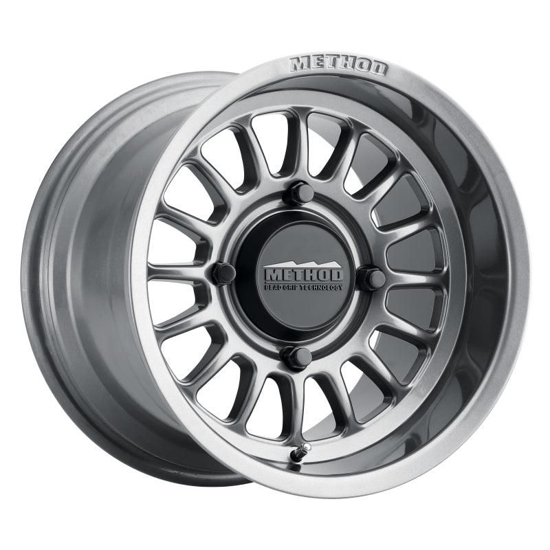 Method MR411 Bead Grip 15x7 / 4+3/13mm Offset / 4x136 / 106.25mm CB Gloss Titanium Wheel-tuningsupply.com