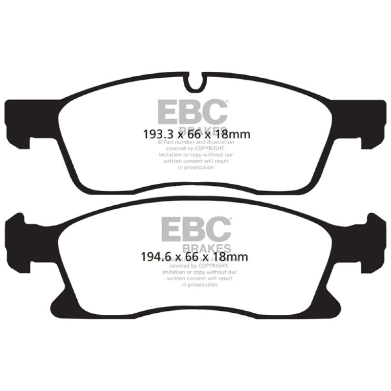 EBC 11+ Dodge Durango 3.6 Greenstuff Front Brake Pads-tuningsupply.com