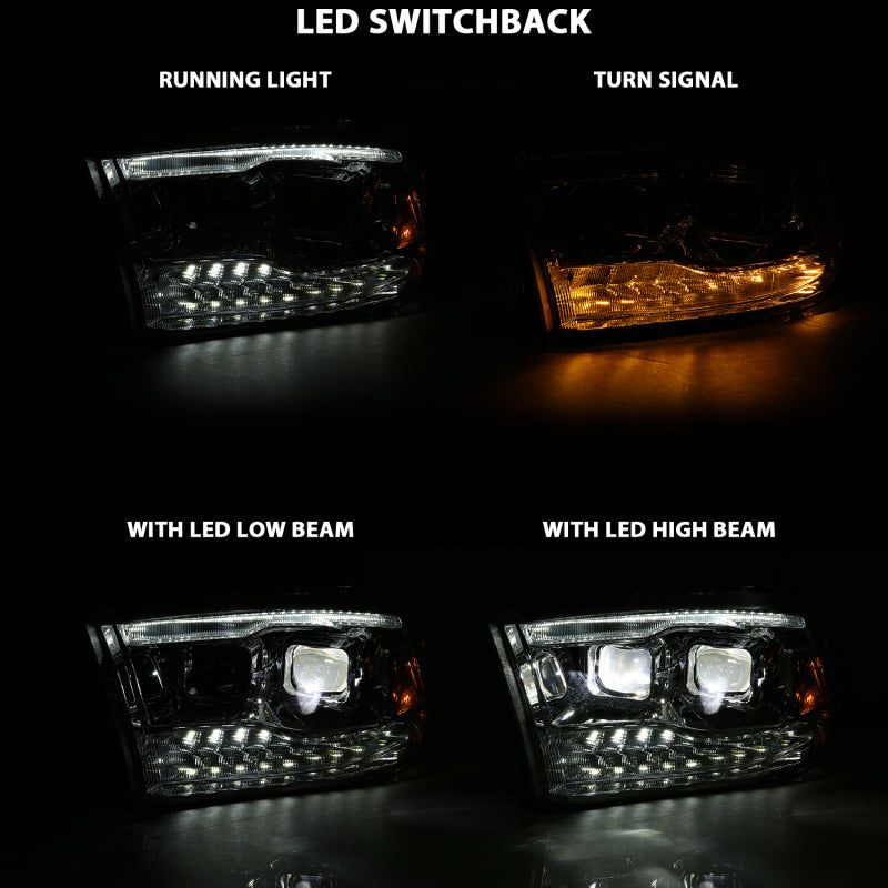 ANZO 2009-2018 Dodge Ram 1500 Led Projector Plank Style Switchback H.L Halo Chrome Amber (OE Style)-tuningsupply.com