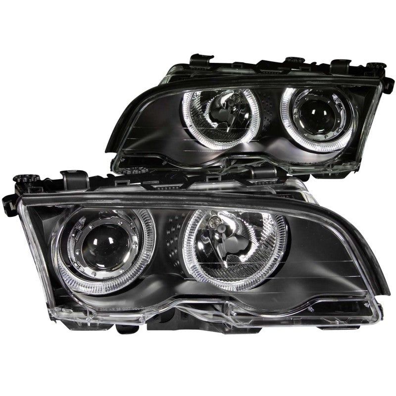 ANZO 1999-2001 BMW 3 Series E46 Projector Headlights w/ Halo Black-tuningsupply.com