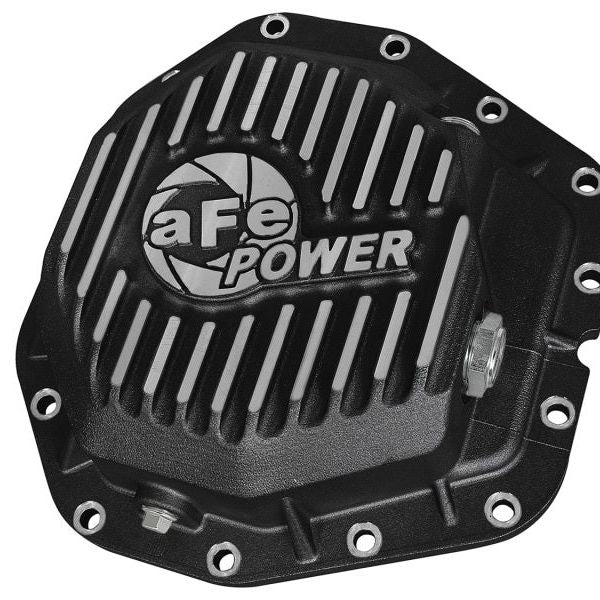 aFe Power Rear Diff Cover Black w/Machined Fins 17 Ford F-350/F-450 6.7L (td) Dana M300-14 (Dually)-tuningsupply.com