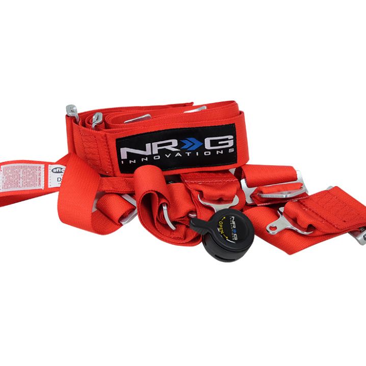 NRG SFI 16.1 5PT 3in. Seat Belt Harness / Cam Lock - Red-Seat Belts & Harnesses-NRG-NRGSBH-RS5PCRD-SMINKpower Performance Parts