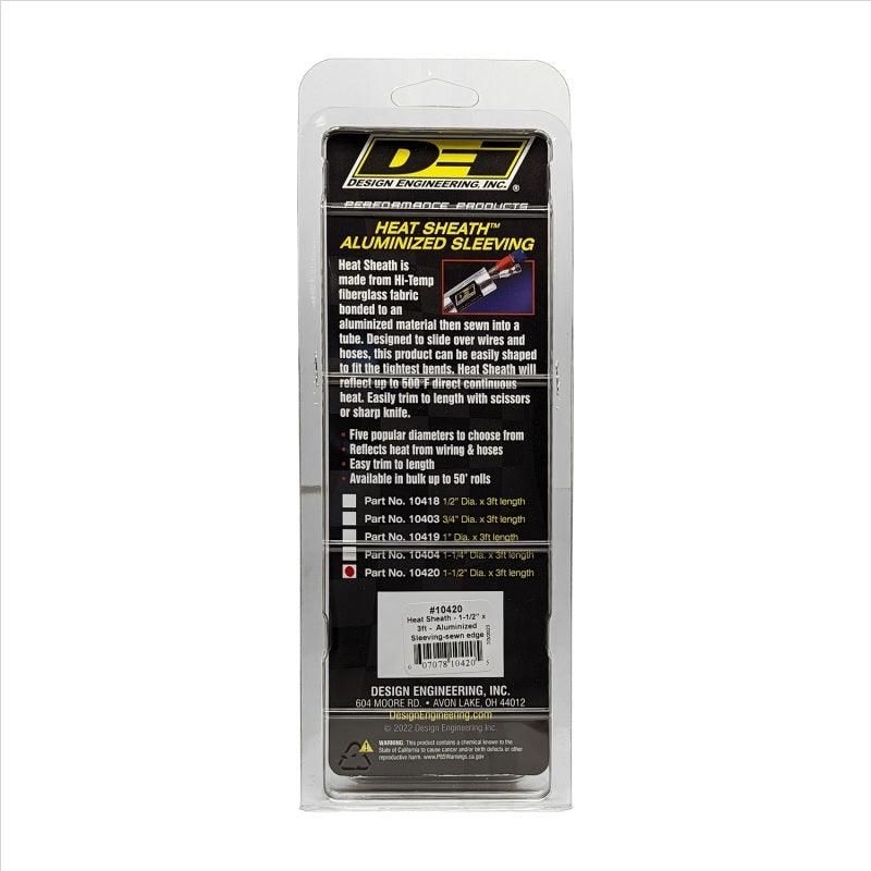 DEI Heat Sheath 1-1/2in I.D. x 3ft - Aluminized Sleeving - Sewn Edge-tuningsupply.com