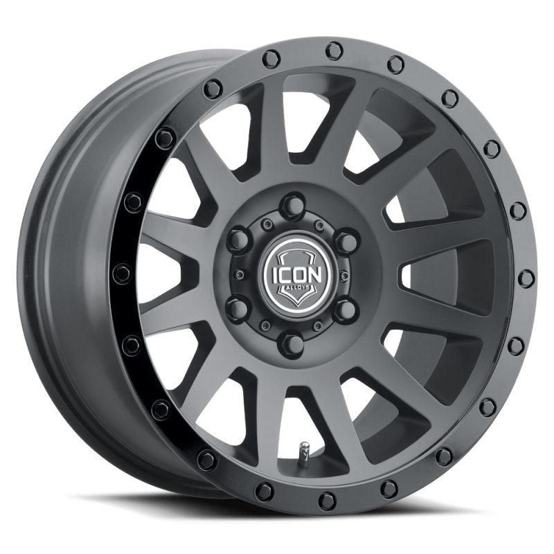 ICON Compression 18x9 6x5.5 0mm Offset 5in BS 106.1mm Bore Double Black Wheel-tuningsupply.com