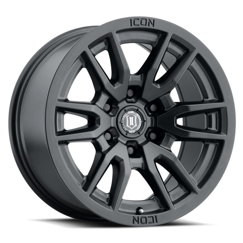 ICON Vector 6 17x8.5 6x5.5 25mm Offset 5.75in BS 95.1mm Bore Satin Black Wheel-tuningsupply.com