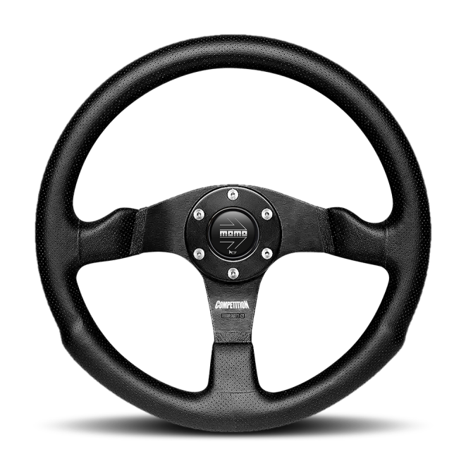 Momo Competition Steering Wheel 350 mm - Black AirLeather/Black Spokes-tuningsupply.com