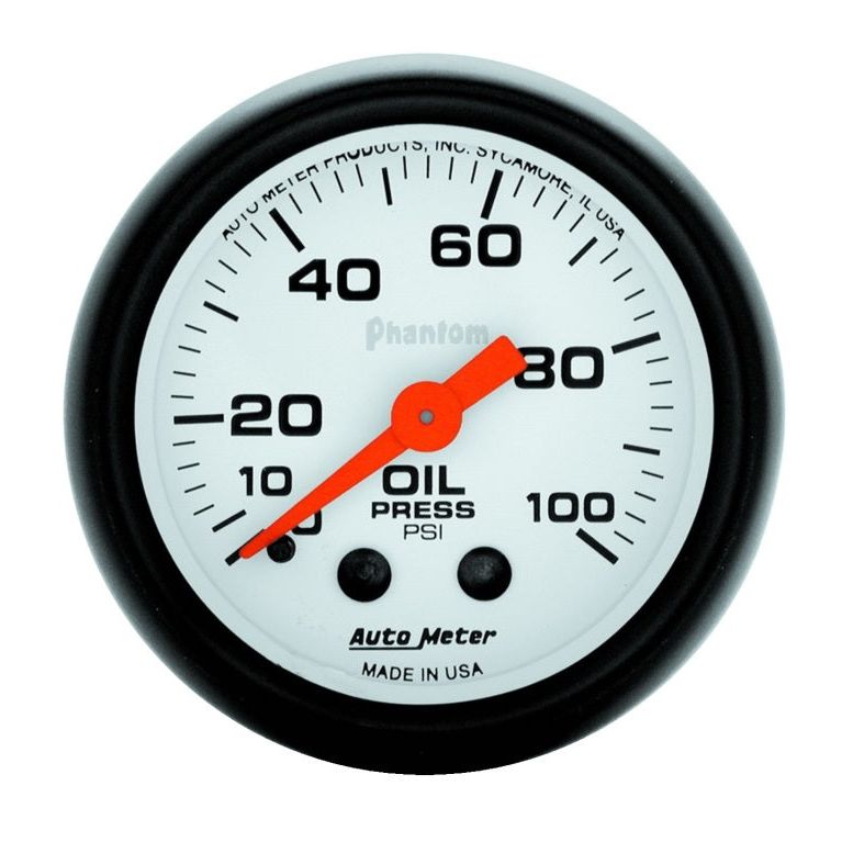 Autometer Phantom 52mm 0-100 PSI Mechanical Oil Pressure Gauge-tuningsupply.com