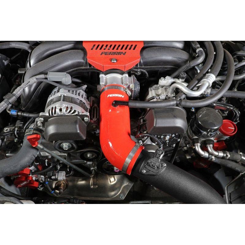 Perrin 22-23 Subaru BRZ/Toyota GR86 Silicone Inlet Hose (3in. ID / SS Wire) - Red-tuningsupply.com