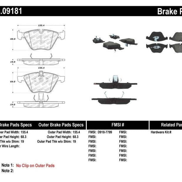 StopTech Performance 11-12 BMW Z4 (E86) / 07-11 335 Series (E90/92/93/F30) Front Brake Pads-Brake Pads - Performance-Stoptech-STO309.09181-SMINKpower Performance Parts