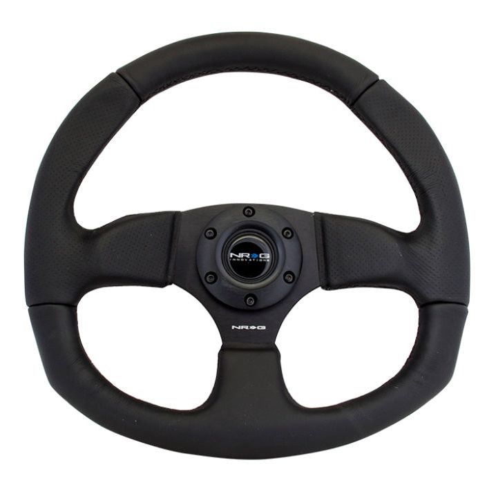 NRG Reinforced Steering Wheel (320mm Horizontal / 330mm Vertical) Leather w/Black Stitching-tuningsupply.com