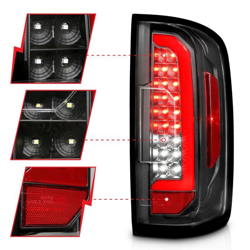 ANZO 15-21 Chevrolet Colorado Full LED Tail Lights w/ Red Lightbar Black Housing Clear Lens-tuningsupply.com