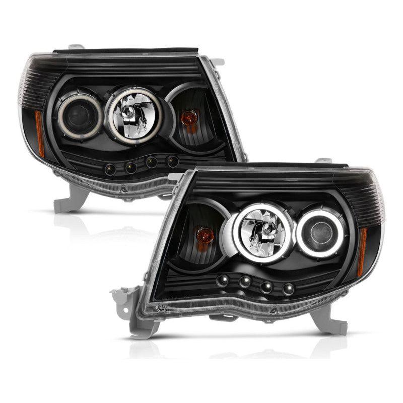 ANZO 2005-2011 Toyota Tacoma Projector Headlights w/ Halo Black-tuningsupply.com