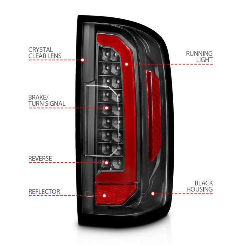 ANZO 15-21 Chevrolet Colorado Full LED Tail Lights w/ Red Lightbar Black Housing Clear Lens-tuningsupply.com