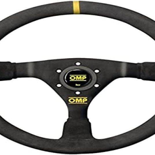 OMP WRC Mid-Depth 350mm Dished - Small Suede (Black)-tuningsupply.com