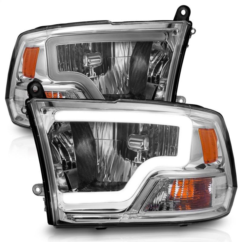 ANZO 2009-2018 Dodge Ram 1500/ 2500/ 3500 Crystal Headlights w/ Light Bar Chrome Housing-tuningsupply.com